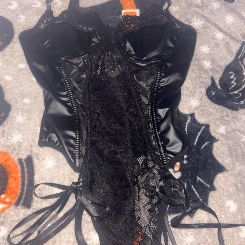 Black Lace and Satin Bodysuit